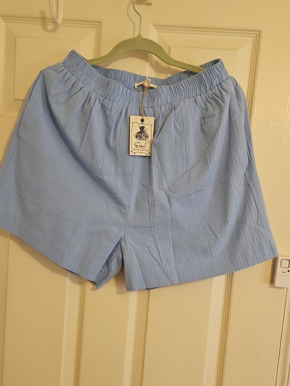 Casual Elastic-Waist Light Blue Women’s Shorts